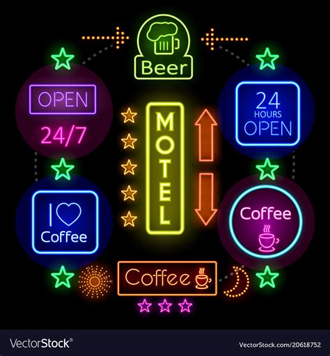 Advertising Neon Signs Concept Royalty Free Vector Image