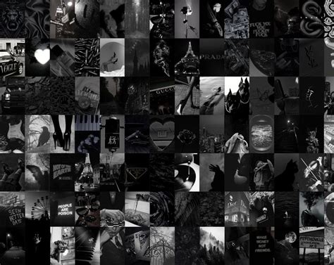 100 Pcs Black Wall Collage Kit Black Wall Collage Dark Aesthetic