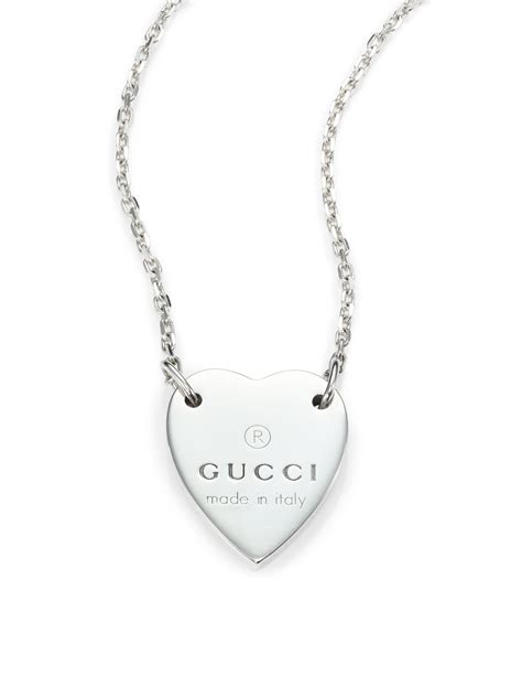 Gucci Sterling Silver Signature Heart Pendant Necklace In Metallic Lyst