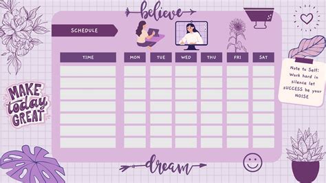 Class Schedule Template Aesthetic (2021) | Class schedule template