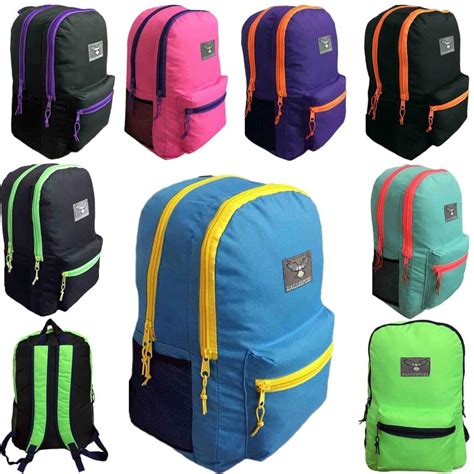 24 Wholesale 19 Inch Large Dual Compartment Two Tone Back To School