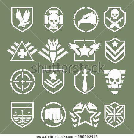 Military logos of special forces set. Army shield, wing and skull