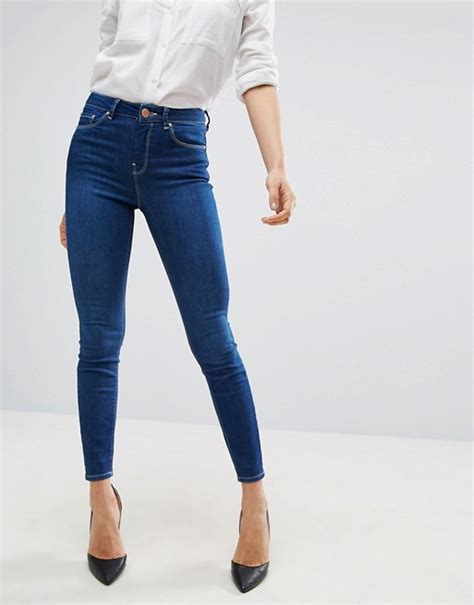Asos Asos Ridley High Waist Skinny Jeans In Astral Deep Blue