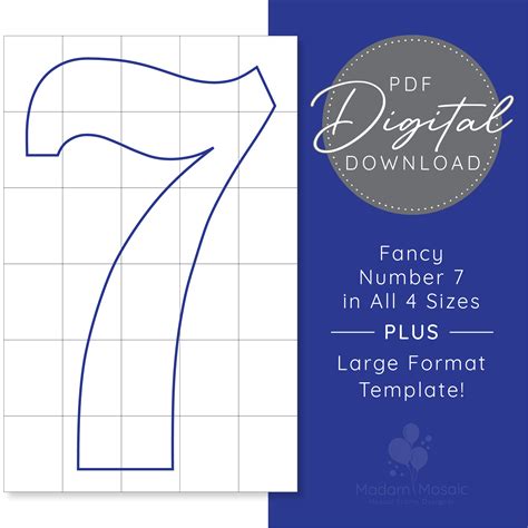 Fancy Number 7 In All 4 Sizes 2 Ft 3 Ft 4 Ft 5 Ftdigital Download