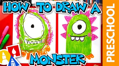How to draw funny cartoon aliens. How To Draw A Funny Monster - Preschool - Art For Kids Hub