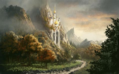 Fantasy Castle Mountain Forrest Fantasy Castle Fantasy Art