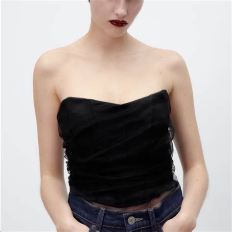 Zara Tops Zara Black Tulle Corset Size S Poshmark