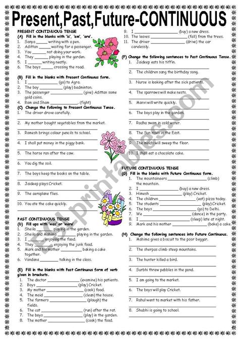 Present Past And Future Continuous Tense Worksheet Pdf Edwards Theithese