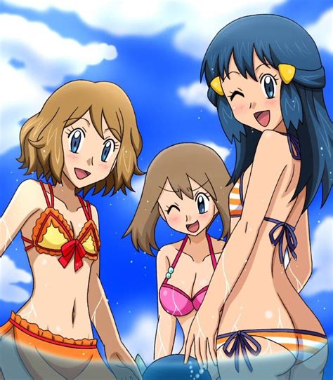 Pokemon Dawn Misty And May Swimsuit Hot Girl Hd Wallpaper