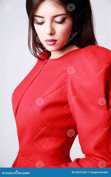 beautiful woman in red dress stock image image of dress attractive 45372343