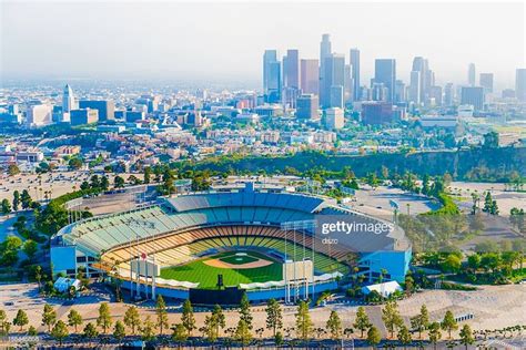 Panoramic Aerial Of Los Angeles California Dodger Stadium Los