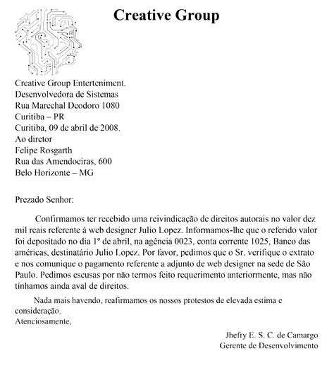 Carta Comercial Comunicação Empresarial I