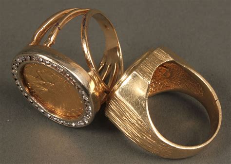Lot 163 Two 14k And Gold Coin Rings