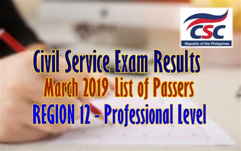 Civil Service Exam Result March Cse Ppt Region Passers Prof