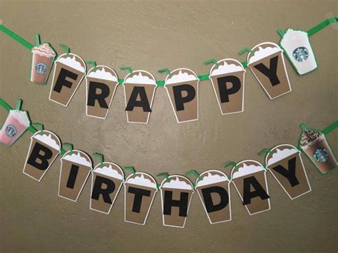 Starbucks Frappy Birthday Banner Cumpleaños Starbucks Fiesta