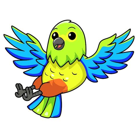 Premium Vector Cute Orange Bellied Parrot Cartoon Flying