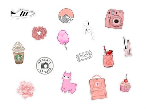 Aesthetic Stickers Printable Pink