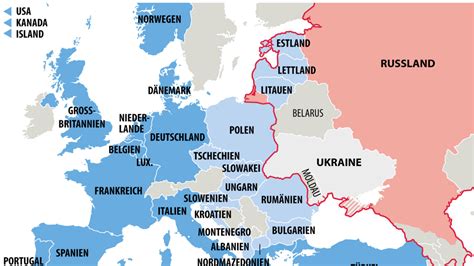 Russland: Karte der ehemaligen Sowjetunion-Länder und die Nato