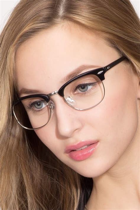 sweet janet browline black silver full rim eyeglasses eyebuydirect fashion eye glasses