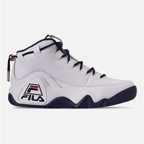 Right View Of Mens Fila 95 Primo Basketball Shoes In Whitenavyred