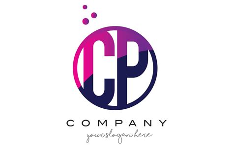Cp C P Circle Letter Logo Design With Purple Dots Bubbles 4904549