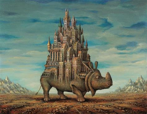 1024x797 Fantasy Art Artwork Drawing Rhino Bricks Castle Tower Rock