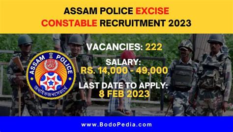 Assam Police Excise Constable Recruitment Posts Apply Now