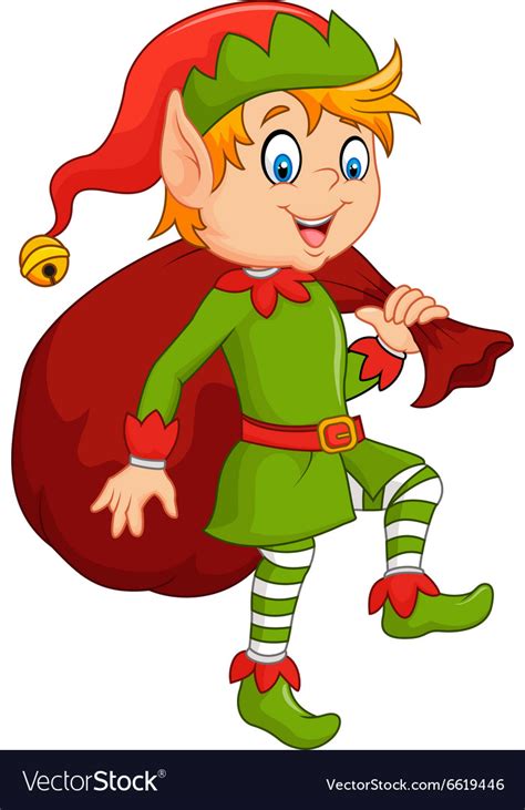 Cartoon Cute Elf With Sack Royalty Free Vector Image