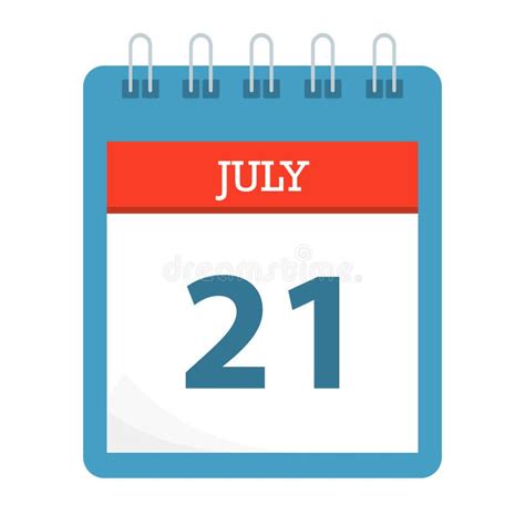 July 21 Calendar Icon Calendar Template Stock Vector Illustration