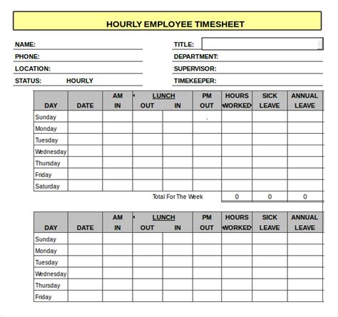 Personalize And Download An Hourly Timesheet Bonsai