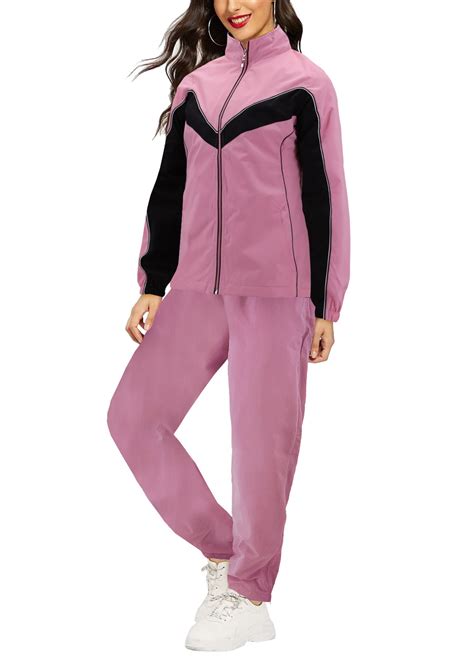 Women S Casual Jogger Gym Fitness Running Working Out Straight Leg Tracksuit Set Pink Xl