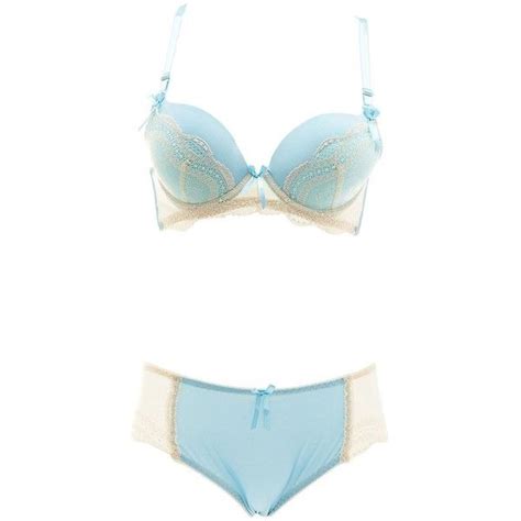 Charlotte Russe Blue Combo Contrast Lace Trim Bra And Panty Set By 11 Liked On Polyvore