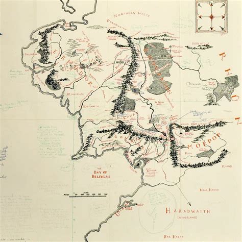 Jrr Tolkien S Annotated Middle Earth Map On Show At Bodleian Bbc News