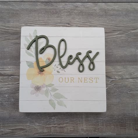 Bless Our Nest Pattern Side Box Sign 873283008564