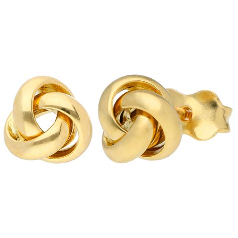 Ct Yellow Gold Knot Stud Earrings Buy Online Free Insured Uk Delivery