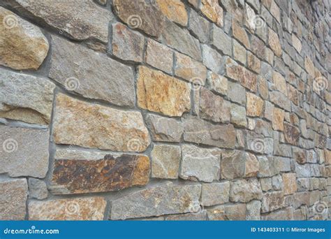 Big Solid Stone Cement Wall In A Perspective Angle Stock Image Image