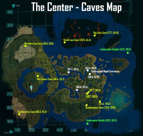 Изображение The Center Caves Loc Map Ark Survival Evolved вики