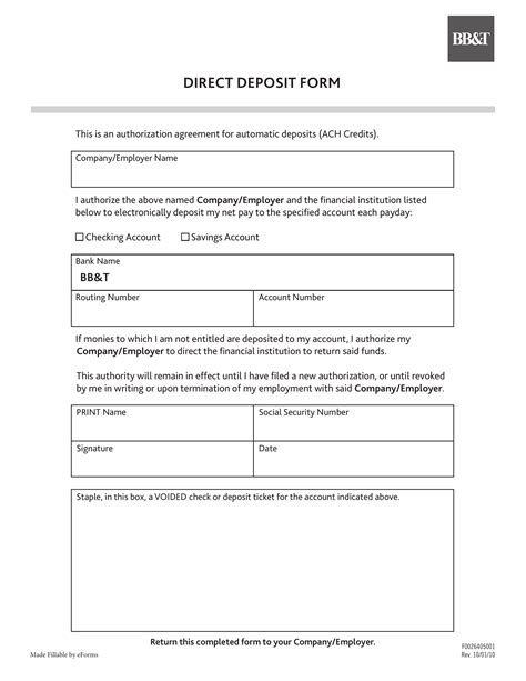 2022 Payroll Direct Deposit Authorization Form Fillable Printable Images