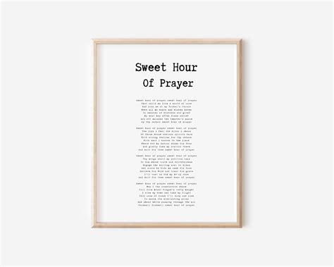 Sweet Hour Of Prayer Printable Hymn Lyrics Printable Hymns Etsy