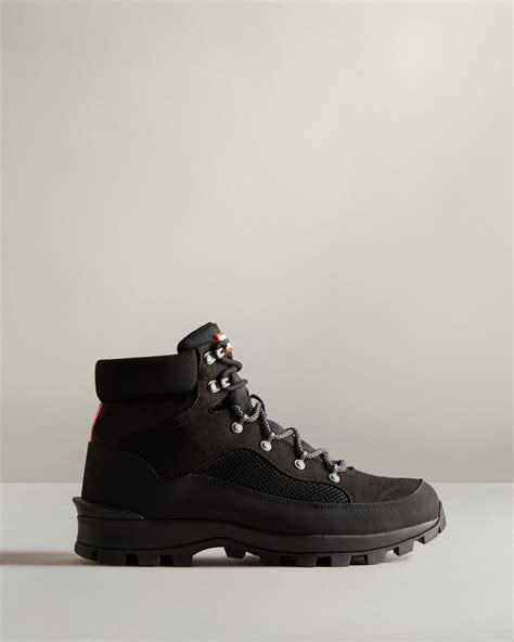Hunter Synthetic Explorer Insulated Lace Up Commando Boots In Black For