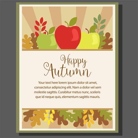 Happy Autumn Theme Poster With Apple In Flat Style 624001 Vector Art At