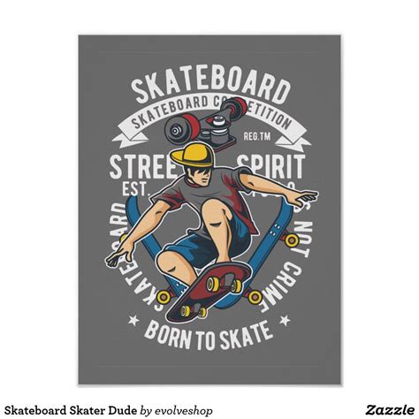 Skateboard Skater Dude Poster #Skateboard #Posters | Poster prints, Skateboard, Vintage posters