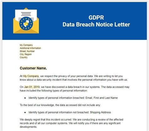 View Sample Gdpr Breach Notification Letter