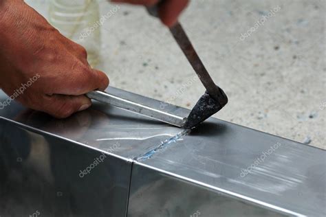 Aluminium Gutter Welding By Using Soldering Copper With Picnic Gas