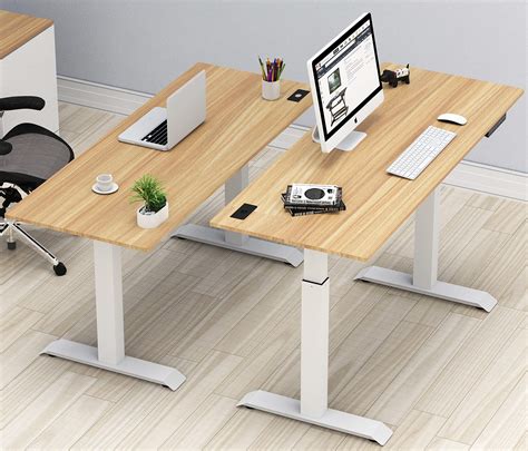 Shw Electric Height Adjustable Computer Desk 48 X 24 Inches Maple