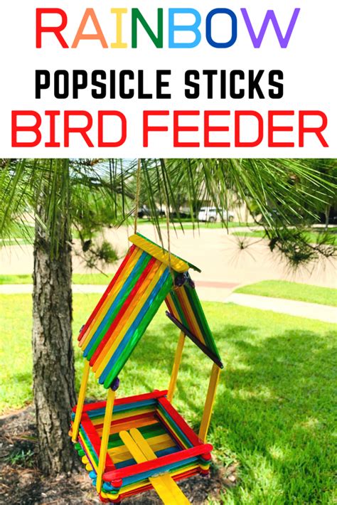 Rainbow Popsicle Sticks Bird Feeder Brightkidfun
