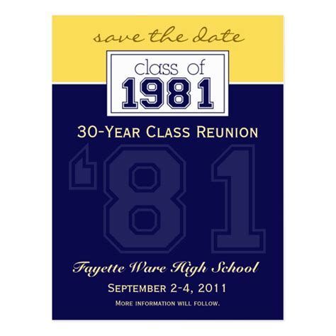 Custom Class Reunion Save The Date Announcement Postcard