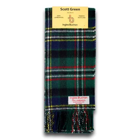 Scott Green Tartan Scarf Made In Scotland 100 Wool Scottish Plaid