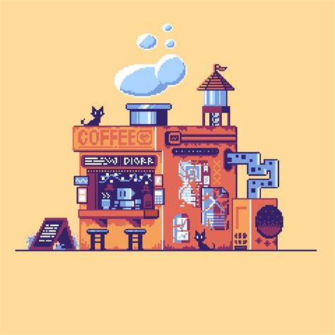 Coffee Shop Pixel Art Tuto3d