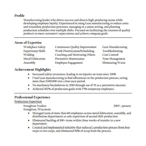 Free 15 Sample Supervisor Resume Templates In Pdf Ms Word